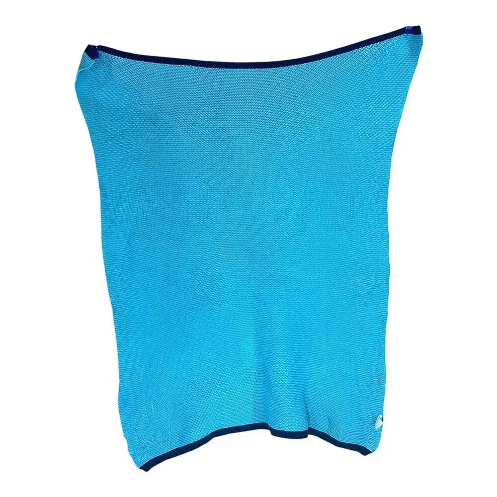 Blue Knit Sailboat Baby Blanket Cotton